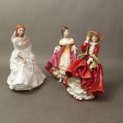 Three Royal Doulton lady figurines, Southern Belle HN2229, Top o' the Hill HN1834 and Barbara HN2962