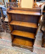 Antique 3-tier oak waterfall open bookcase H102cm x W59cm x D15cm