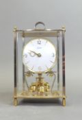 West German Kieninger & Obergfell Kundo brass 400-day mantel clock. (H: 23cm)