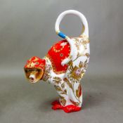 Alex Hooper for Minton Monkey uniquely decorated in red and heavy gilt, signed to base, with cert,