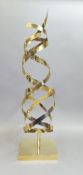 A vintage contemporary brass sculpture in the style of Curtis Jere, abstract mid-century inspired