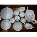 Royal Albert tea and dinner ware in the Caroline pattern, 26 pieces in total, 2nds, teapot,