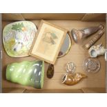 A collection of mixed items to include ceramic Beswick Beatrix Potter plate scene, Maling vase,