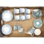 Royal Doulton Cascade D6457 pattern part coffee set to include coffee cups, saucers, sugar bowl