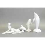 A collection of items to include Capodimonte porcelain white female figurine, vintage hand-carved