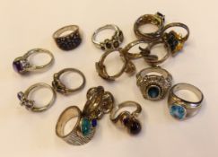 A group of 15 x 925 silver rings, combined total weight 94g.