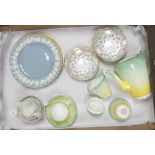A selection of tea/dinner ware to include:- Wedgwood Queensware plate, Sampson Smith Old Royal China
