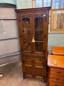 Old Charm oak corner display cabinet with internal shelves (lighting untested) W73cm x H181cm x