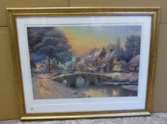 Limited edition framed and glazed print of Cobblestone Christmas, Cobblestone Lane VI by Thomas