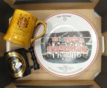 Stoke City football Club ceramics to include a 1972 Football League Cup with players signatures on