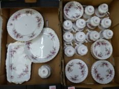 Royal Albert Lavender pattern tea trios x 12, together with a rectangular tray, twin handled