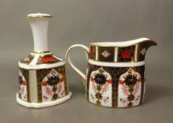 Royal Crown Derby 1128 pattern bell and jug, both without backstamps, height of tallest 13.5cm (2).