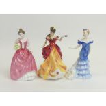 A collection of Royal Doulton figures to include Belle, Helen & Courtney. (3)