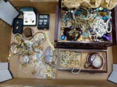 Mixed collection of costume jewellery including bracelets, beads, rings, necklaces and cufflinks,
