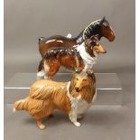 Beswick brown gloss 818 Shire Mare, together with a Royal Doulton Rough Collie and a Royal Doulton