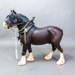 Beswick Clydesdale shire horse 2465 in part working harness.