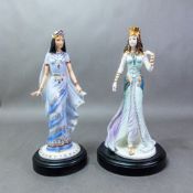 Two limited edition Coalport figurines, Queen of Sheba and Delilah, both with hardwood plinth