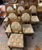 Old Charm set of 6 dining chairs (4 + 2) with armorial tapestry upholstery (6)