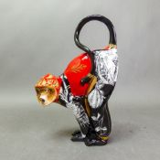 Alex Hooper for Minton Monkey uniquely decorated in red, black and gold, signed to base, with