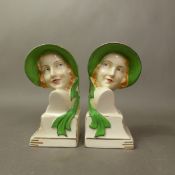 Pair of Art Deco period bookends, height 15.5cm (2).