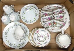 Two part Tea sets to include:- Colclough 'Violets on Light Blue', teacups, saucers, side plates,