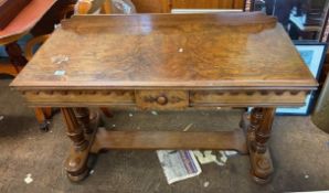 A Victorian burr walnut credenza / sideboard with distinctive decorative carvings W121cm x H75cm x