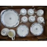Royal Doulton 21 piece tea set in the Albany pattern, 6 cups, 6 saucers, 6 side plates, cake