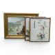 A pair of oriental embroided silk art pieces, featuring landscape scenes, together with mid- - Image 1 of 2