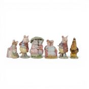 Royal Albert Beatrix Potter character figurines, BP3B, to include Goody and Timmy Tiptoes, two