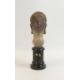 Mid-century plaster bust depicting a young woman, on a wooden plinth, marked Reg-887566 o the back - Image 4 of 6