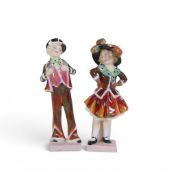 Royal Doulton early figures Pearly Boy HN2035 and Pearly Girl HN2036. (H: 14cm) (2).