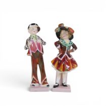 Royal Doulton early figures Pearly Boy HN2035 and Pearly Girl HN2036. (H: 14cm) (2).