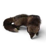 Vintage Silver Fox Stole dated 1930/40's , head, tail, paws all intact. with original clip and chain