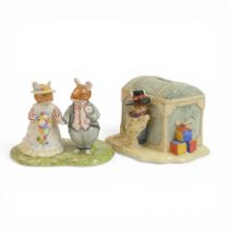 Royal Doulton Brambly Hedge character tableau figures The Bride & Groom and Wilfred and the Toy