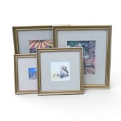 A collection framed artwork depicting whimsical fantasy illustrations, signed Francis, dated