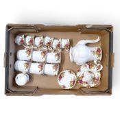 Royal Albert Old Country Roses part coffee set to include coffee pot, lidded sugar bowl, six
