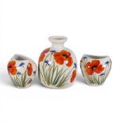 Vintage Italian Nuova Ceramica Vicenza Poppy design vases. (Tallest: 20.5cm) (3)