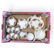 Royal Albert Old Country Roses part tea set to include teapot, tea stand, milk jug, sugar bowl, cake