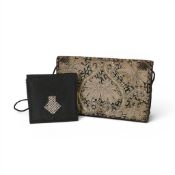 Vintage 10950/60's Evening Clutch Bag featuring silver zardozi embroidery floral patterned front