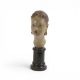 Mid-century plaster bust depicting a young woman, on a wooden plinth, marked Reg-887566 o the back - Image 1 of 6