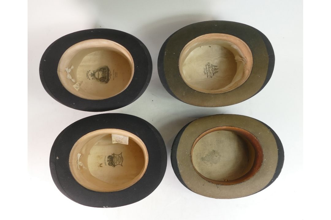 A collection of late 19th/early 20th century black top hats, made from silk plush or fur felt. (4) - Image 3 of 4