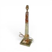 Green onyx and brass table lamp in obelisk form, height 53cm.