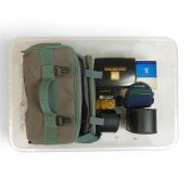 A collection of camera equipment & lenses, including cased lenses Tamron SP 70-210mm 1.3.5,