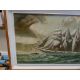 David Higgins, "At Sea Under a Chilean flag" a large Oil painting on wood of 19th century four - Image 5 of 9