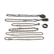 A collection of Silver jewellery including necklaces, pendants etc, 39.7g.