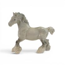 Beswick model of a cantering shire in grey gloss.