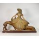 1930's Art Deco plaster figure of a lady with two dogs, marked Depose 145 on base. (H: 48.5cm) - Image 3 of 4