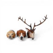 Royale Stratford collection of stirrup cups to include hounds and deer with antlers. (3)