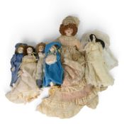 A group of 4 Porcelain Dolls including a Royal Doulton Example, tallest height app 40cm, (4).