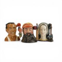 Royal Doulton large character jugs Jesse Owens D7019, W G Grace D7032 (seconds) and Anne Boleyn